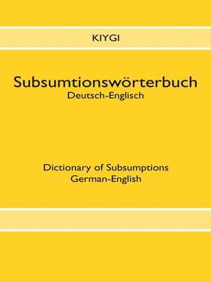 cover image of Subsumtionswörterbuch Deutsch-Englisch